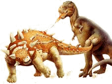 T. Rex atacando a un Ankylosaurus y ste defendindose del primero